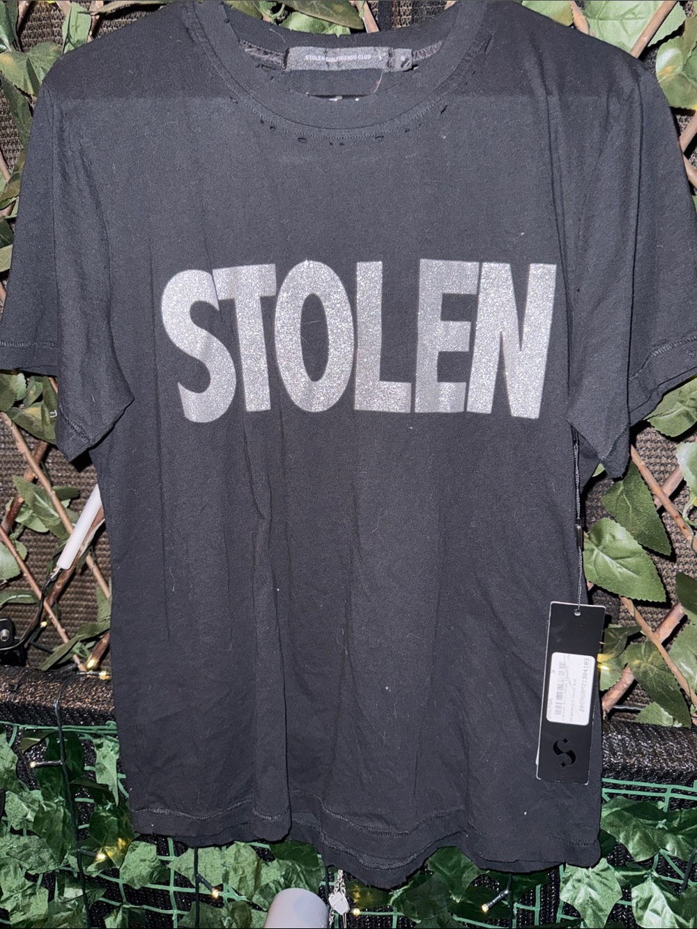 Stolen Girlfriends Club Mens Small Blatant Tee Vintage Black Cotton Distressed